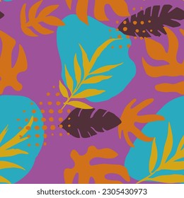 Dunkles Nahtloses, kreatives, modernes, farbiges Tapete. Gelbe Nahtlose Doodle-Pflanze-Quill, Nahtloser Druck. violetter, kontinuierlicher abstrakter Vintage Surface Vector. 