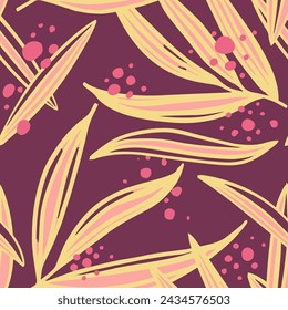 Dark Seamless Creative Plant Lines Vector. White Repeated Fashion Spring Element, Seamless Backdrop. Gradient Continuous Abstract Decorative Scribble Wallpaper. 