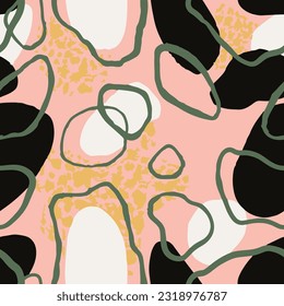 Dark Seamless Decoration Kunstelemente Muster. Blauer, wiederholter Mode Schöne Vorlage, Nahtlose Streifen. orangefarbener, stylischer Hintergrund für grafische Formen