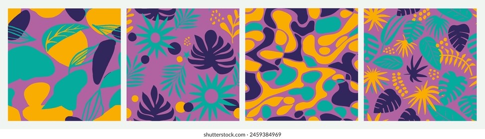 Dark Seamless Decoration Trendy Style Pattern. Colorful Repeated Classic Isolated Decor, Seamless Collection. Bright Continuous Creative Beach Shape Wallpaper. 