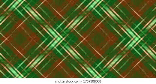 dark seamless diagonal pattern of tartan ornament for textile texture with bright threads of clover and ground colors
