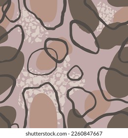 Dark Seamless Doodle Beauty Shape Print. Colorful Continuous Grunge Modern Watercolor, Seamless Silhouette. Black Repeated Fashion Beautiful Lines Backdrop