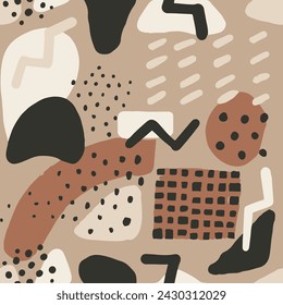 Dark Seamless Doodle Isolated Lines Blob. Pink Seamless Grunge Retro Style, Seamless Card. Orange Repetitive Round Hand Drawn Illustration Sketch