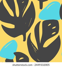 Fondo de pantalla de pintura moderno Doodle sin costuras oscuro. Estilo de la palma de la moda repetida brillante, arte inconsútil. Fondo blanco repetitivo de la decoración de la rama Abstractas. 