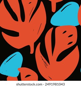 Dark Seamless Doodle Trendy Textile Pattern. Gradient Endless Elegant Beach Invitation, Seamless Backdrop. Green Repetitive Summer Tree Leaves Design. 