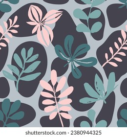 El Oscuro Entorno Elegante De Las Obras De Arte De Palm. Negro Repetitivo Contemporáneo Simple Ornamento, Vector Sin Marea. Bello Patrón De Invitación De Verano Continuo Brillante. 