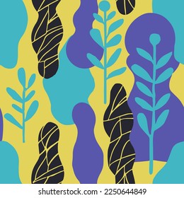 Dark Seamless Elegant Palm Quill Vector. Pastel Continuous Creative Garden Ornament, Seamless Backdrop. Green Repeated Contemporary Artistic Textile Print. 