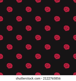 Dark seamless floral background. pattern with red flowers. Floral vector illustration	