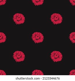 Dark seamless floral background. pattern with red flowers. Floral vector illustration	