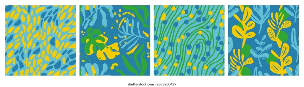 Dark Seamless Nature Bloom Fabrics Vector. Pastel Seamless Elegant Foliage Decor, Seamless Design. Green Repeated Doodle Fresh Artwork Texture. 