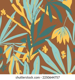 Dark Seamless Nature Branch Shape Print. Vivid Endless Decoration Artistic Element, Seamless Design. Vibrant Seamless Elegant Tree Template Vector. 