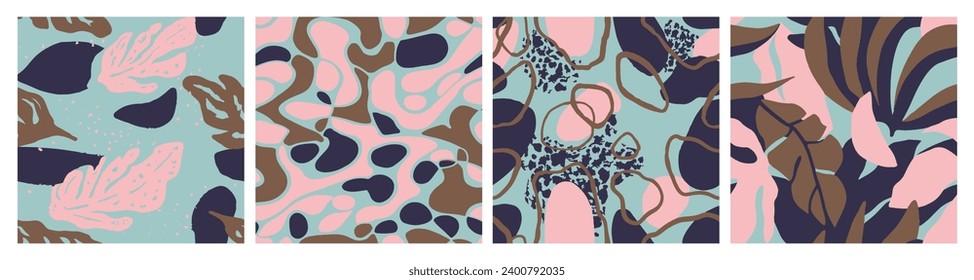 Dunkles Nahtloses Naturdekorationsskribble-Tapete. Pastellfarbene, klassische, trendige Linien, Nahtlose Printmedien. Helles endless Summer Artistic Surface Design. 
