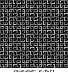 Dark seamless ornament. Black and gray tones were used. Ornament consists of interwoven squares.