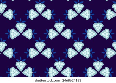 Dark seamless pattern with blue abstract shapes with tiny dots, drops, spots, snowflakes, circles. Creative geometric simple printing with vector hand drawing small forms. Collage template design 
