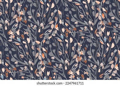 dark seamless pattern with branches hand drawn paint - Shutterstock ID 2247961711