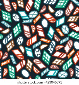 dark seamless pattern color isometric window in vector format eps10