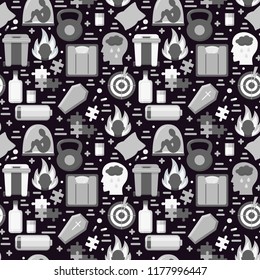 Dark seamless pattern with depression symptoms icons