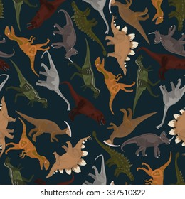 dark seamless pattern with dinosaurs