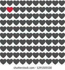 Dark seamless pattern with a lot of hearts. Happy Valentine's Day.