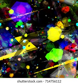 Dark seamless pattern with light elements. Colorful texture. Abstract vector background for web page, banners, fabric, home decor, wrapping 