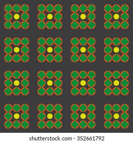 Dark seamless pattern made from circles and squares. Vector illustration
