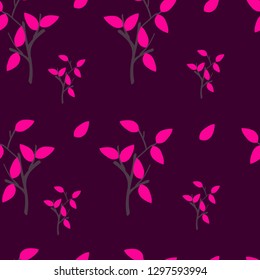 Dark seamless pattern with pink branch