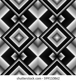 Dark seamless pattern of rhombuses in black with a metallic glow around the edges