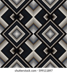 Dark seamless pattern of rhombuses in black with a metallic glow around the edges