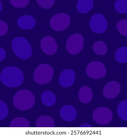 Dark Seamless Pattern with Rounded Blue and Purple Shapes in a Moody Midnight Palette