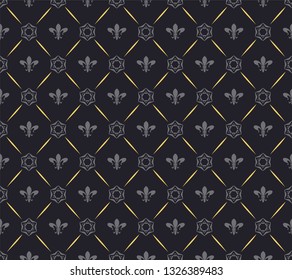 Dark seamless pattern in royal style, wallpaper texture, vector