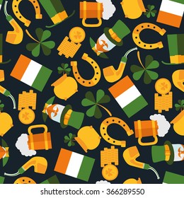 dark seamless pattern of Saint Patrick in vector format eps10
