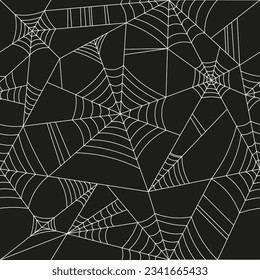 Dark seamless pattern with spider's cobweb.