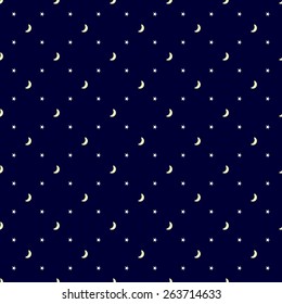 Dark seamless pattern of stars and moon