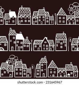 Dark seamless pattern town