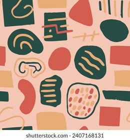 Dark Seamless Round Hand Drawn Set Card. Pink Continuous Color Trendy Surface, Seamless Swatch. Pastel Repeated Abstract Beautiful Artwork Wallpaper