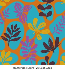 Patrón de forma de jungla de verano oscuro sin foco. Gradiente De Moda Repetida Estilo Moderno Esgrima, Papel De Techo Sin Maravillas. Textura De Ornamento Decorativo De La Naturaleza Repetitiva Naranja. 