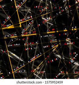 Dark seamless texture with light elements. Abstract vector background for web page, banners backdrop, fabric, home decor, wrapping