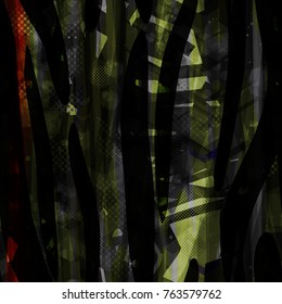 Dark seamless texture with light elements. Stripes, arrows, spots. Abstract vector background for web page, banners backdrop, fabric, home decor, wrapping