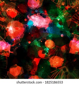 Textura oscura sin costura con elementos de pintura brillantes. Resumen de fondo vectorial para página web, fondo de banners, tela, decoración doméstica, envoltura