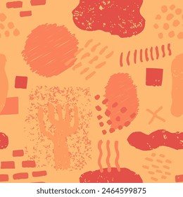 Dark Seamless Trend Beautiful Element Print. Colorful Continuous Contemporary Graphic Surface, Seamless Silhouette. Yellow Seamless Grunge Beauty Watercolor Design