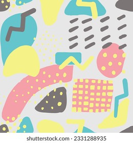 Dark Seamless Trend Retro Invitation Paper. Light Repeated Brushed Graphic Shape, Seamless Design. Yellow Continuous Stylish Vintage Fabrics Pattern