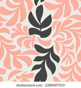 Dark Seamless Tropical Graphic Blossom Textile Art. Pastel Repeated Classic Trendy Tree Flower Wallpaper. Colorful Camouflage Decoration Plant Illustration Vector.