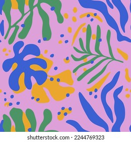 Dark Seamless Tropical Simple Foliage Flower Wallpaper. Vivid Repeated Floral Organic Hawaiian Paint Pattern. Light Continuous Elegant Beach Decor Print.