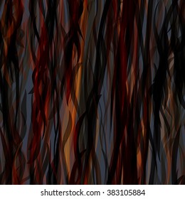 Dark seamless vector pattern for your design. Wavy lines as yarn, fiber, natural or dyed hair pattern.