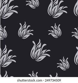dark seamless wallpaper with flowers vector