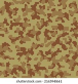 Textura de comando digital de guerra oscura y transparente. Repetidos antecedentes del Ejército Pixel de color negro.  Diseño de Camo Gráfico Moderno Desértico Sin Marea. Impresión de combate de vectores Beige. 