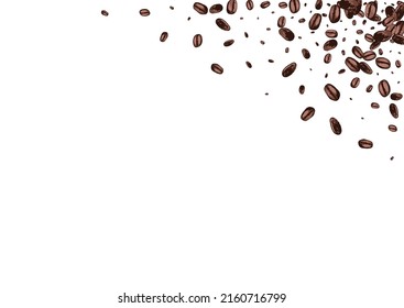 Dark Seed Graphic Vector White Background. Organic Arabic Template. Brown Roasted Pile Wallpaper. Abstract Robusta Frame.