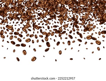 Dark Seed Sketch Vector White Background. Abstract Robusta Banner. Brown Roasted Pile Poster. Graphic Arabic Illustration.