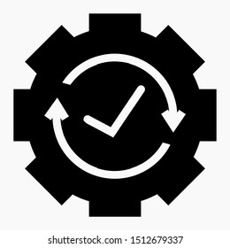 Dark settings icon with ok button. Vector icon.