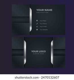 Dark shade with silver border visiting business card minimal style